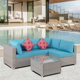 5-Piece Outdoor Garden Patio Furniture PE Rattan Wicker Cushioned Sofa Sets