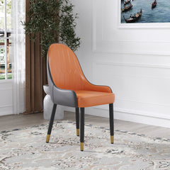 Modern PU Sponge-filled Dining Chairs (Set of 2) - Black and Orange