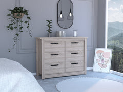 Contemporary 6-Drawer Dresser - Light Gray