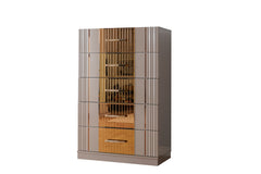 Gold Detailed Chest made with Wood - Grey