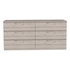 6 Drawer Double Dresser - Light Gray