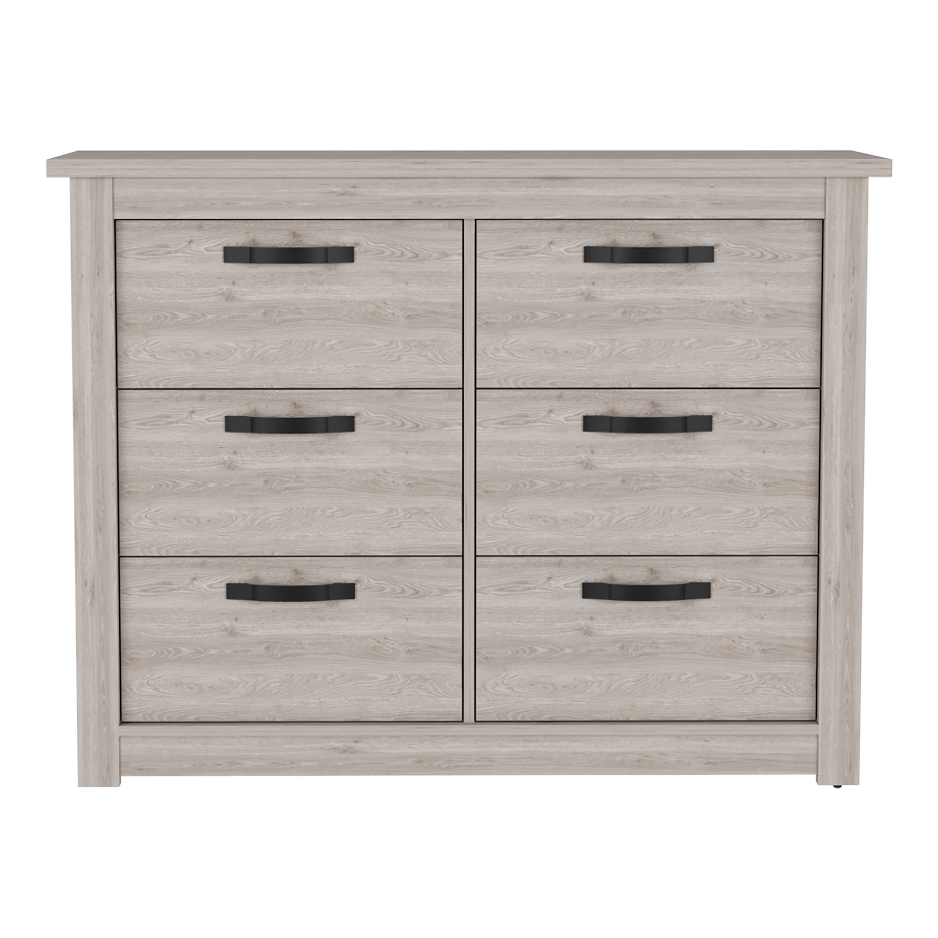 Contemporary 6-Drawer Dresser - Light Gray