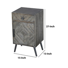 MAICOSY 26" Chevron Pattern Wood Bedside Nightstand, Distressed Gray End Table