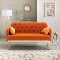 Velvet Loveseat Sofa with Metal Feet - Orange