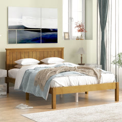 Platform Full Bed with Headboard - Light Brown