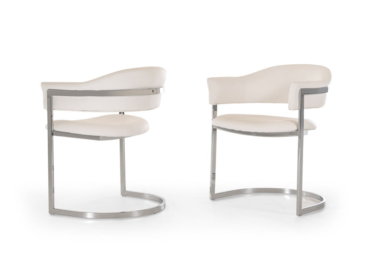 Contemporary White Leatherette Dining or Accent Chair