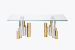 Polished Golden Rectangular Accent Glass Coffee 48"