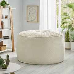 Glam 4 Foot Velvet Quilt Patterned Beanbag - Ivory