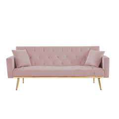 PINK Convertible Folding Futon Sofa Bed, Sleeper Sofa Couch