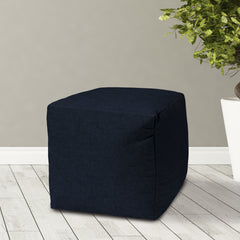 Navy Indoor/Outdoor Pouf - Zipper Cover with Polystyrene Bead Insert