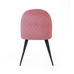 Modern Dining Chair Velvet with Metal Black Legs (Set of 4) - Pink