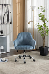 Modern Home Office Leisure Chair with Adjustable Velvet Height - Light Blue
