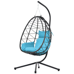 Patio Wicker Hanging Egg Hammock Chair with Stand