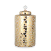 15"H Exquisite Gold Ginger Jar with Removable Lid