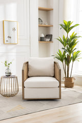 Swivel Barrel Chair, Comfy Round Accent Sofa Chair - Beige