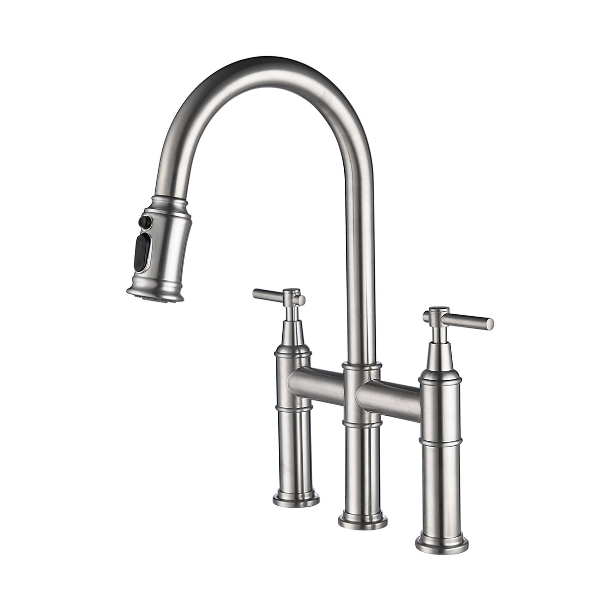 Bridge Kitchen Faucet with Pull-Down Sprayhead in Spot - Brushed Nickel
