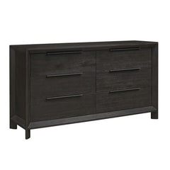 68 Inch 6 Drawer Wooden Dresser with Metal Pulls - Gray