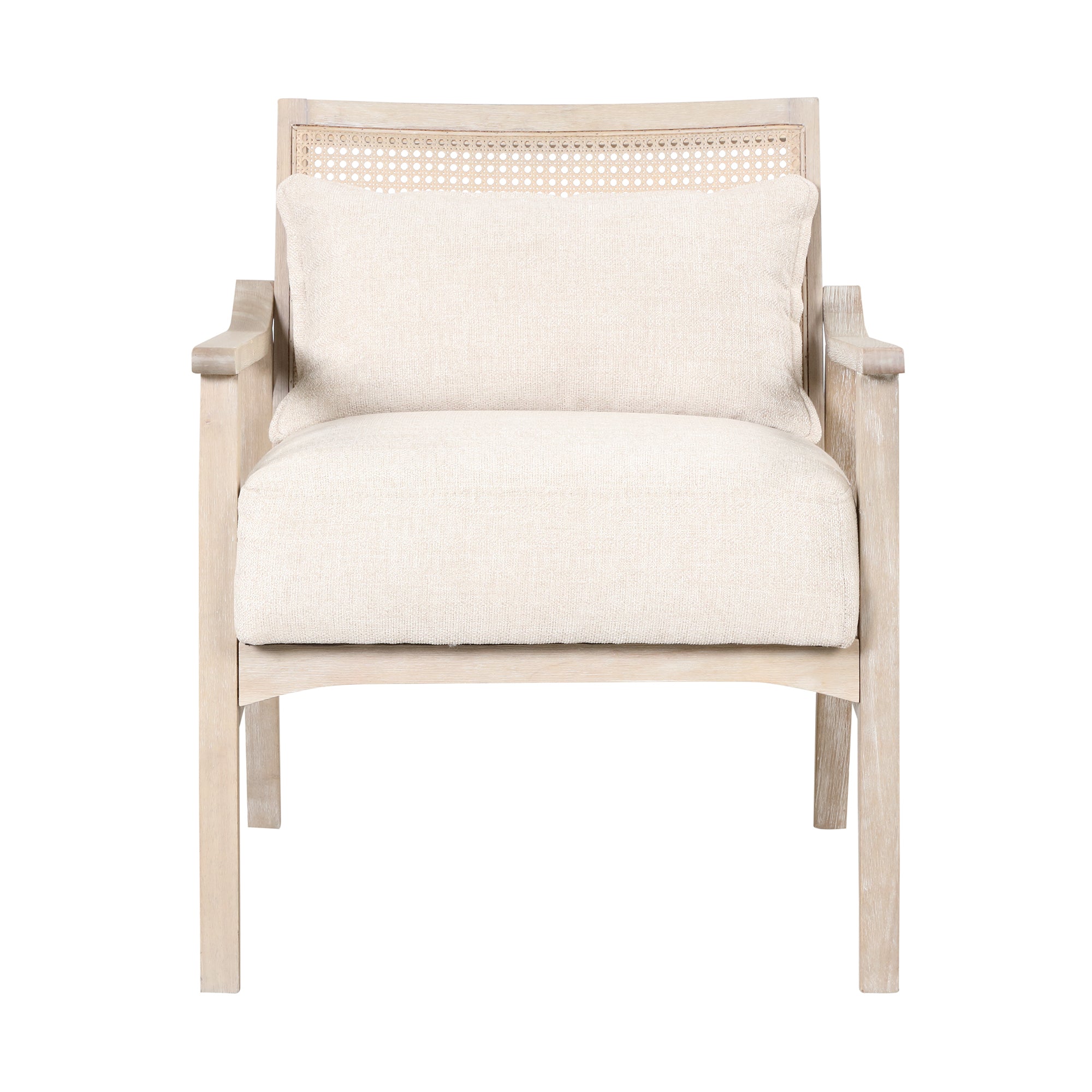 Farmhouse Style Accent Chair with Lumbar Pillow - Natural