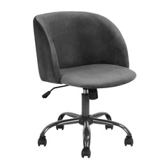 Modern Velvet Upholstered Home Office Chair - Dark Grey