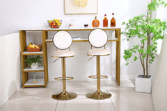 Bar Stools with Back and Footrest Counter Height Dining Chairs (Set of 2) - Beige