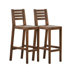 Mid Century Modern Patio Wood Bar Chair (Set of 2) - Brown