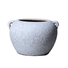 Country Charm Artisan Ceramic Grey Stone Vase 10"D x 7"H