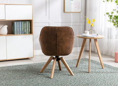 Solid Wood Tufted Upholstered Armless Chair - Coffee Brown