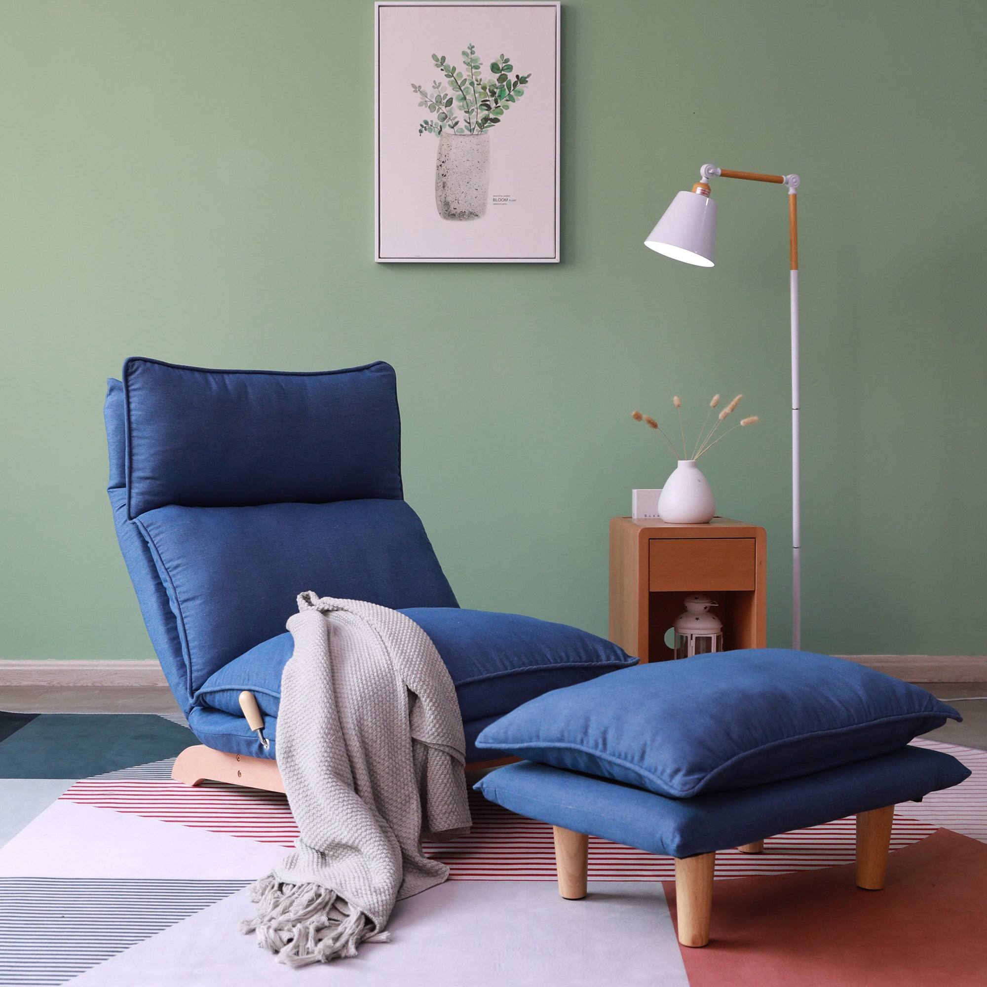 Lazy Sofa Reclining Chair - Dark Blue