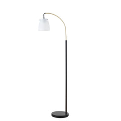 Arched Metal Floor Lamp with Frosted Glass Shade