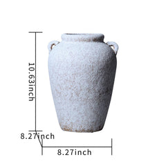 Country Charm Artisan Ceramic Grey Stone Vase 7"D x 10.5"H