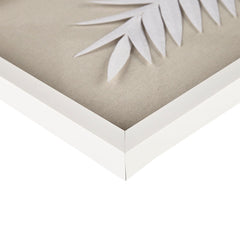 Sabal Framed Rice Paper Palm Leaves 3-piece Shadowbox Wall Decor Set - Natural & White