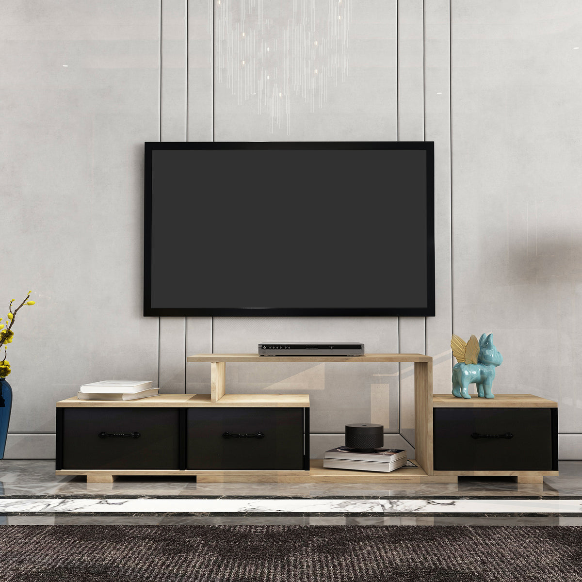 Modern TV stand wood black