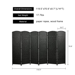 Black Folding 6 Panel Room Divider