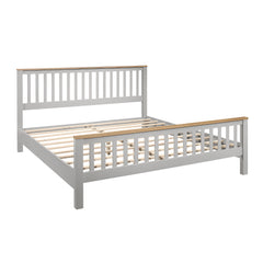 King Size Country Platform Bed with Oak Top - Grey