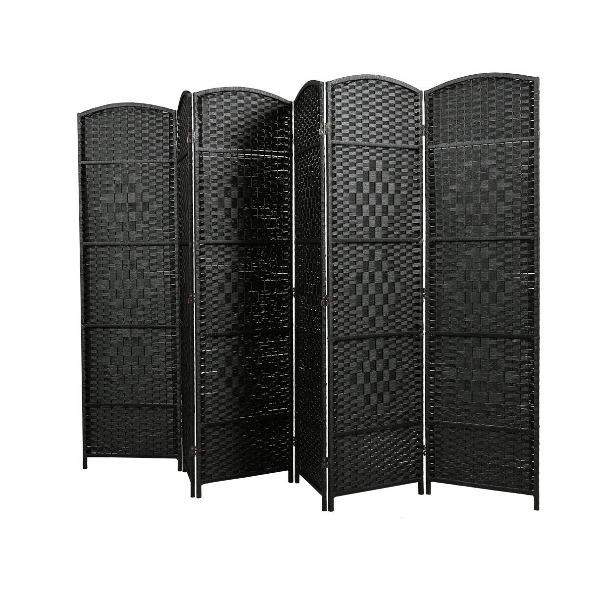 Black Folding 6 Panel Room Divider for Privacy Screens