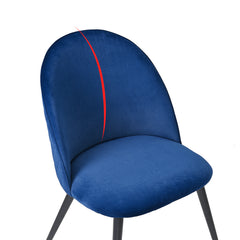 Dining Chairs with Metal Black Legs (Set of 4) - Navy Blue Velvet