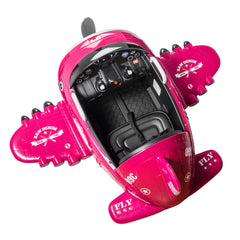 12V Electric Kids Ride on Toy Plane with USB, FM, 360-Degree Rotating by 2 Joysticks, Remote Control for Kids 3 to 6 - Rose Red