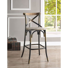 Rustic Bar Chair (1Pc) - Antique Copper & Antique Oak