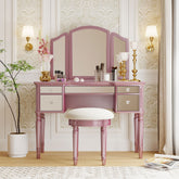 43" Makeup Vanity Set with Mirrored Drawers and Stool - Rose Gold