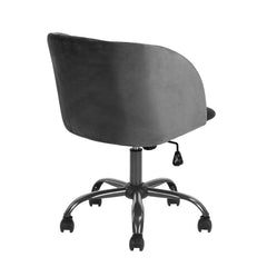 Modern Velvet Upholstered Home Office Chair - Dark Grey
