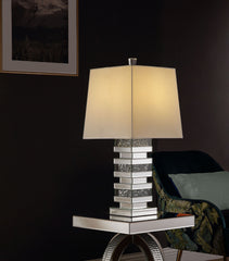 Silver Table Lamp, Mirrored & Faux Diamonds