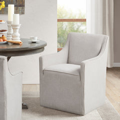 Slipcover Dining Arm Chair with Casters - Grey