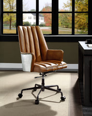 Salvol Office Chair, Sahara Leather & Aluminum - Brown