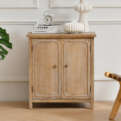 Accent Storage Cabinet Retro Wooden with 2 Doors and Shelves