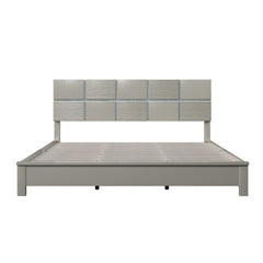 King Size Champagne Silver Platform Bed Solid Rubber Wood Frame and Legs