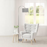 Arched Brushed Nickel Floor Lamp - Grey Shade