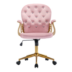 Velvet Home Office Chair with Wheels - Pink