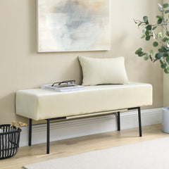 Contemporary Velvet Upholstered Bench ( 45'' x13''x 17'')- Beige