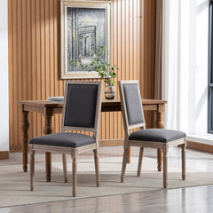 French Style Antique Painting Linen Back Dining Chair (Set of 2) - Grey