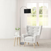 Arched Brushed Nickel Floor Lamp - Black Shade